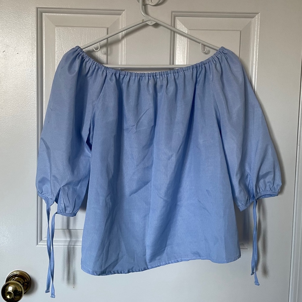 Blue and white striped top